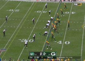 Sheldon Rankins plows O-lineman into Rodgers for sack