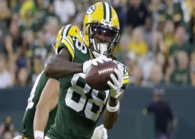 Love anticipates Winfree's location perfectly on 21-yard completion