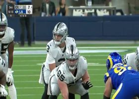 Eric Banks blows by Raiders' O-line for sack