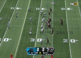 Brian Burns speeds around edge to strip Ridder for a sack