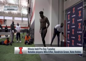 Josh Imatorbhebhe lifts off for unofficial 46.5-inch vertical jump