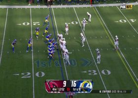 Kevin Strong trips up Stafford for 7-yard sack