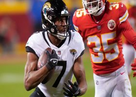 Zay Jones slides for Trevor Lawrence's pass on 18-yard gain