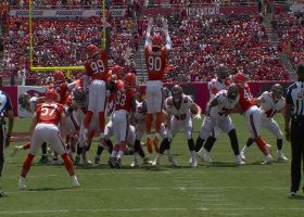 Rasheem Green darts through to block Bucs' field goal attempt