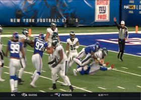 Giants defenders charge towards Wentz for 8-yard sack