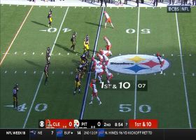 Kareem Hunt's powerful truck stick sends Fitzpatrick way backward