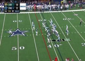 Malik Turner climbs ladder amid sideline crowd to convert on fourth down