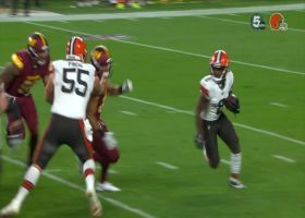 Elijah Moore revs up his engine on 18-yard burst to the boundary