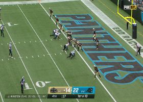 Jaycee Horn ices Saints' comeback attempt with long-ball INT
