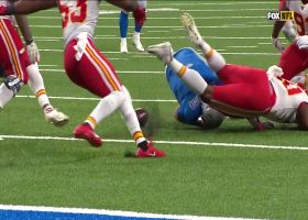 Chris Jones recovers fumble after slippery football gets away from Stafford