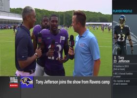 Baltimore Ravens running back Mark Ingram sneaks up on safety Tony Jefferson during interview