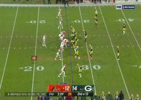 Jonathan Garvin's edge pressure forces Mayfield into 3-yard sack