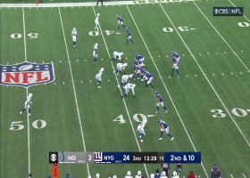 Richie James takes Jones' accurate slant-pass delivery for 28-yard catch and run