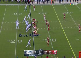 Dre Greenlaw tracks down Prescott for sack to end first half