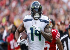 DK Metcalf’s truck stick plants would-be tackler into ground on 7-yard catch and run