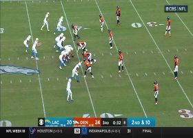 Justin Simmons chases Carter down from behind for key forced-fumble takeaway