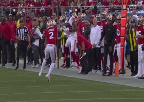 Slayton hauls in 17-yard loft from Jones along the sidelines