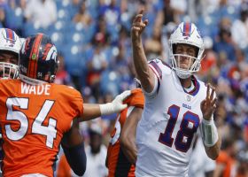 Keenum's pass placement immaculate on 25-yard sideline dot to Shakir