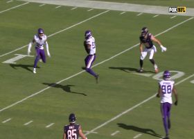 Jordan Hicks corrals Fields' altered pass for Vikings' first takeaway of game