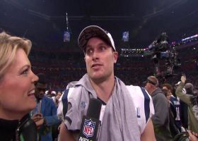 New England Patriots wide receiver Chris Hogan reacts to Patriots' Super Bowl LIII win