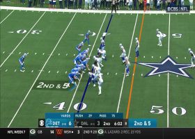 Goff's pass clock expires quickly due to Donovan Wilson's blitzing sack