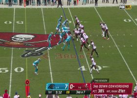 Yetur Gross-Matos slides through Bucs' O-line to take down Brady for the sack