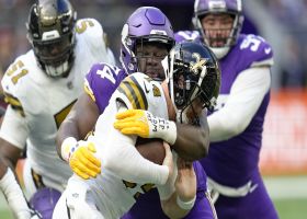 Dalvin Tomlinson rips football away from Dalton for strip-sack recovery for Vikings