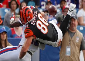 Bills defenders form a wall at the goal line to stop Schreck