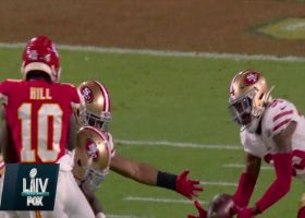 Tip-drill INT! Ball deflects off Tyreek Hill's hands for Niners' turnover