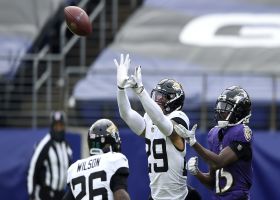 Josh Jones undercuts Lamar Jackson's heave for goal-line INT