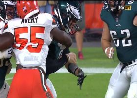 Genard Avery smacks ball out of Foles' hand for fumble