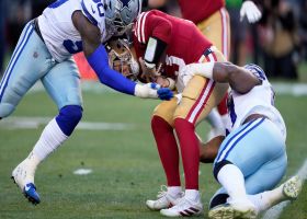 Demarcus Lawrence maintains grip of Purdy's ankle for 6-yard sack