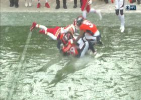 Broncos swarm to recover Keizer's fumble near the sideline