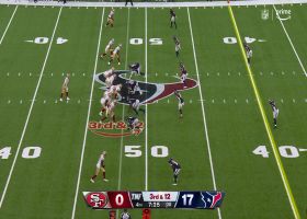 Brock Purdy zips a 14-yard throw to Troy Fumagalli in tight window