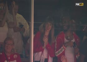 Travis Kelce's second catch goes for 24 yards as Taylor Swift cheers in suite