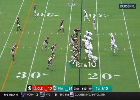 Denzel Ward climbs ladder for deep pass breakup vs. Hill