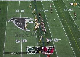 Love escapes pressure and scrambles for 24 yards