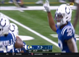 Khari Willis picks off Matthew Stafford's overthrow over the middle
