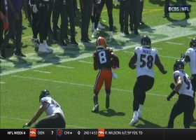 Elijah Moore can't stop running backward on 13-yard loss