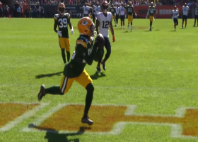 Darnell Savage tracks down Fields' deep launch for end-zone INT