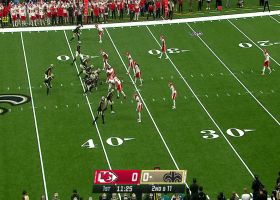 Michael Thomas slides to snag Carr's 16-yard dart