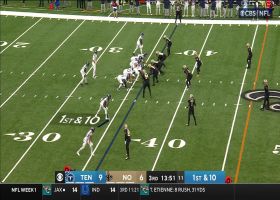 Tyjae Spears shakes off two defenders on 17-yard rush