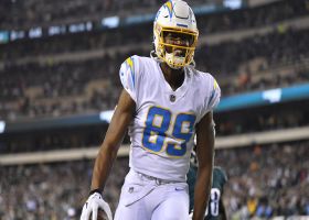 Donald Parham Jr. delivers strong stiff-arm on TD catch and run