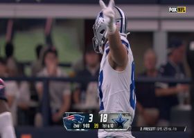 Jake Ferguson maintains control after absorbing huge hit for 21-yard pickup