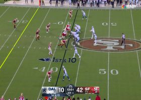 Oren Burks steps in front of Prescott's slant pass for THIRD 49ers INT