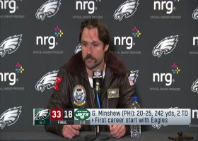 Gardner Minshew reacts to his performance in his first Eagles start