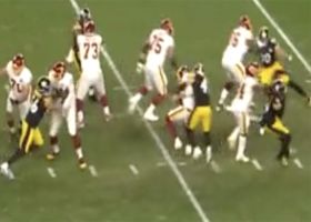 Robert Spillane flies in untouched on the blitz for huge sack