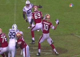 Jimmy Garoppolo loses grip on soaked ball for Colts' second INT