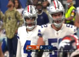 Dak Prescott dots Malik Turner along sideline for 11 yards