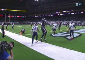 Watson's high-arching TD loft drops perfectly in to Pharaoh Brown